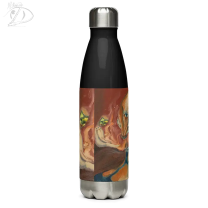 Stainless steel water bottle featuring an artistic nature scene design for unique hydration