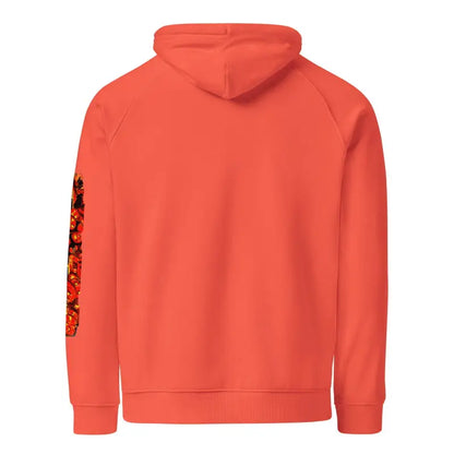 Coral hooded sweatshirt with sleeve graphics from Matthew Dye Art for Halloween charm