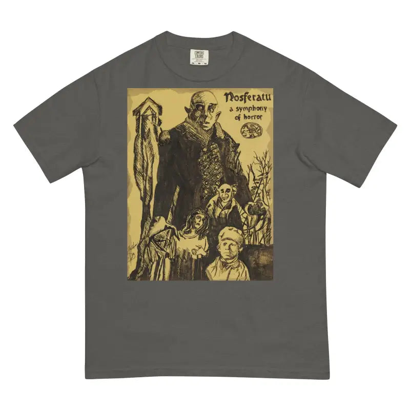 Gray t-shirt featuring vintage Nosferatu artwork from the Nosferatu Halloween heavyweight collection