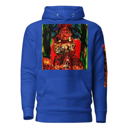 Royal blue unisex hoodie featuring colorful graphic for Enchanted Spirit of Halloween