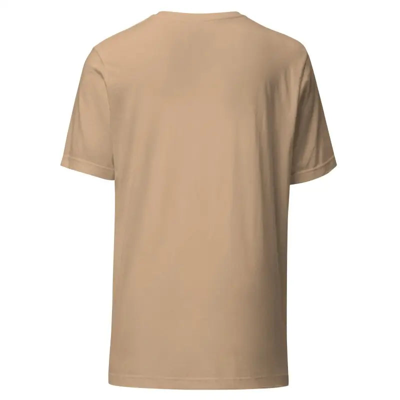 Plain beige crew neck t-shirt featuring White Mjölnir from Heathen Pride collection