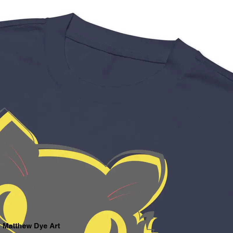 Navy long sleeve shirt featuring a vintage cat graphic for unisex wear