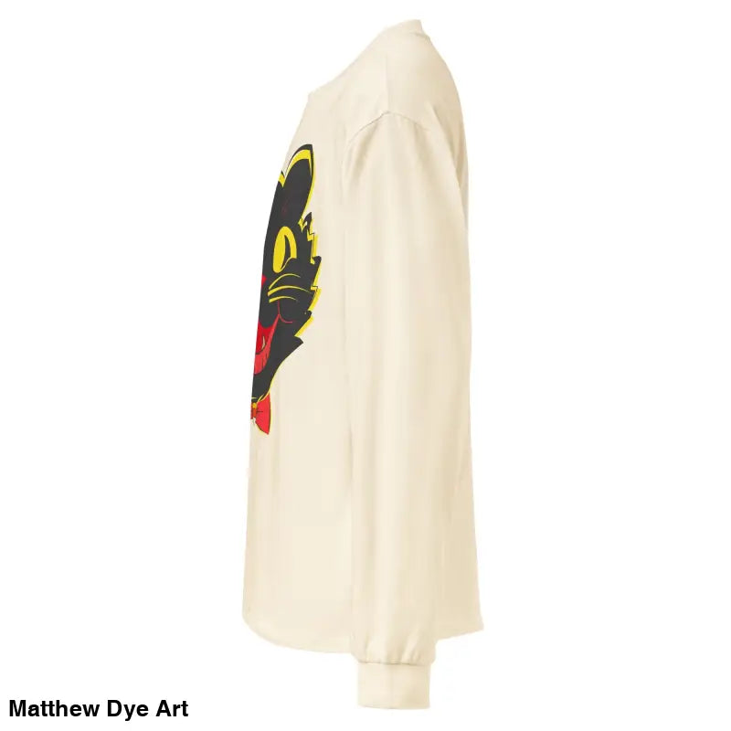 Long sleeve shirt featuring a vintage cat graphic for unisex wear, premium heavyweight