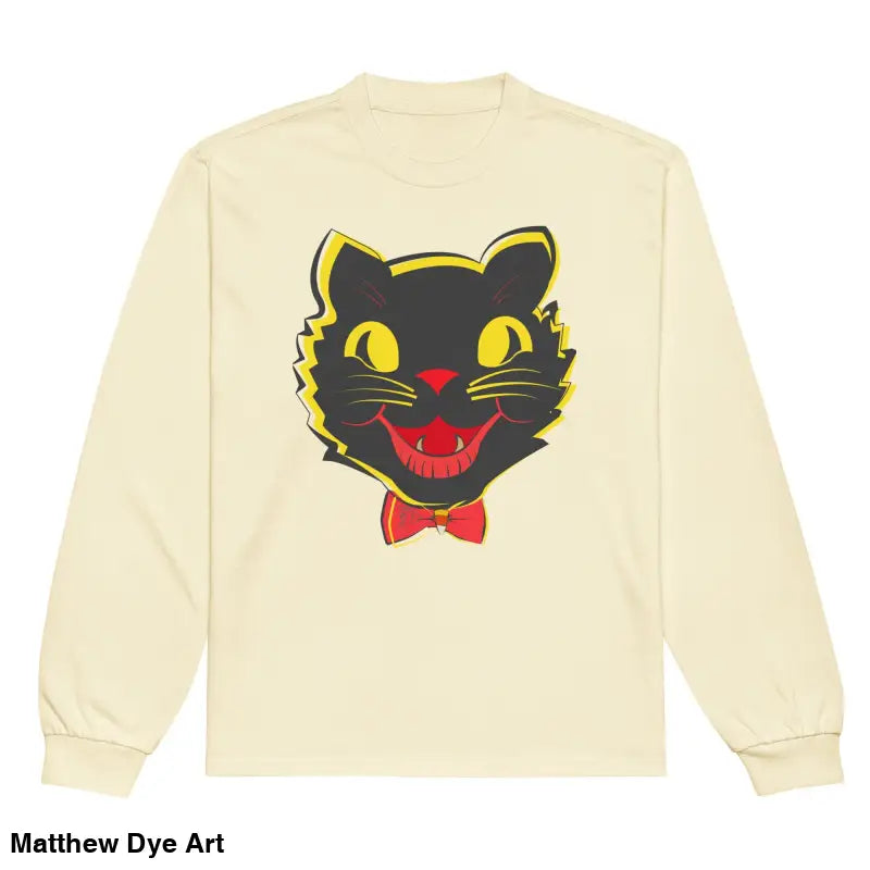 Vintage Cat Unisex Long Sleeve Shirt featuring a stylish black cat graphic design