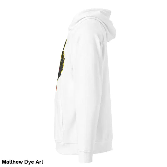 Side view of Vintage Black Cat Unisex Hoodie showcasing sleeve design for autumn comfort