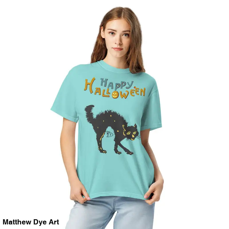 Hissing at Mediocrity Halloween essential vintage unisex t-shirt featuring a spooky cat