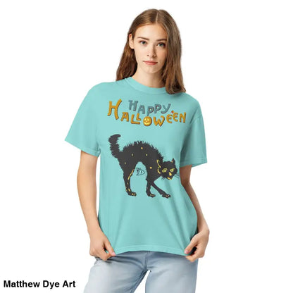 Hissing at Mediocrity Halloween essential vintage unisex t-shirt featuring a spooky cat