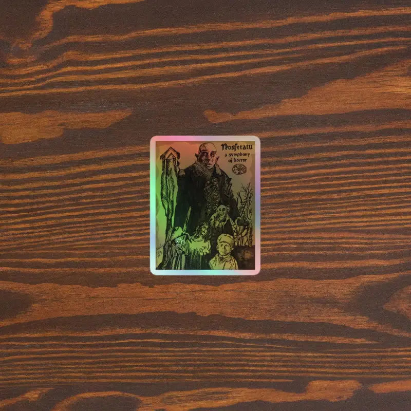 Holographic trading card showcasing Nosferatu silhouettes against a green glow for horror fans