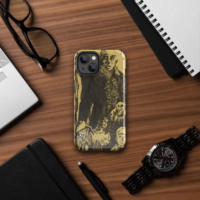 Artistic gold and black design on a Horror Unveiled Gothic Tough Case for iPhone