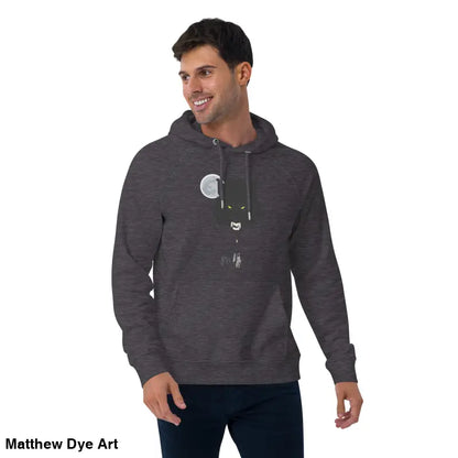 Gray Raglan Hoodie featuring a Werewolf graphic with glowing green eyes for eco-conscious consumers