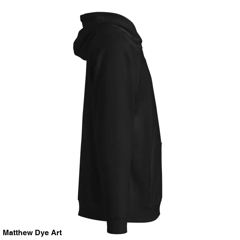 Black hooded sweatshirt featuring glowing green eyes in Howl at the Moon design