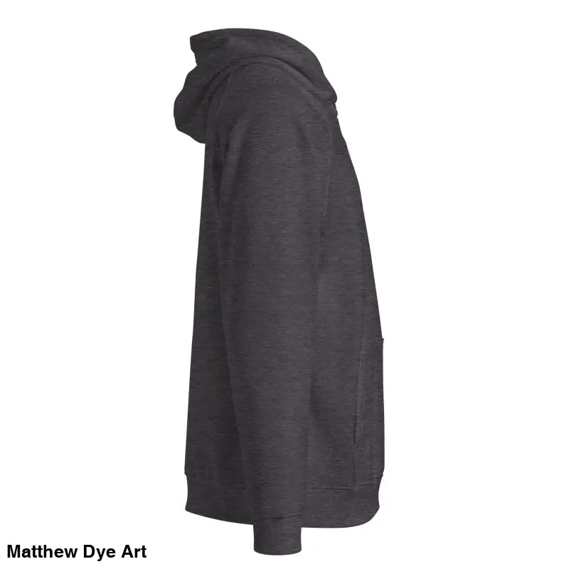 Gray hooded sweatshirt featuring glowing green eyes in a Gothic Werewolf Art design