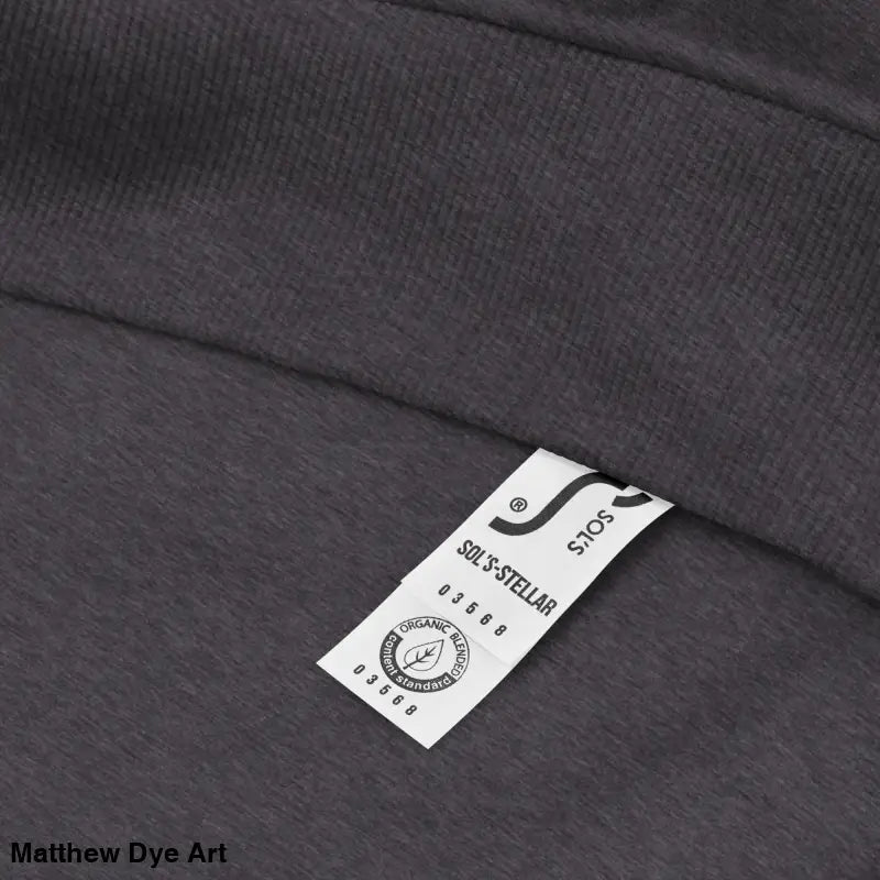 Dark gray raglan hoodie with a white tag, featuring glowing green eyes design