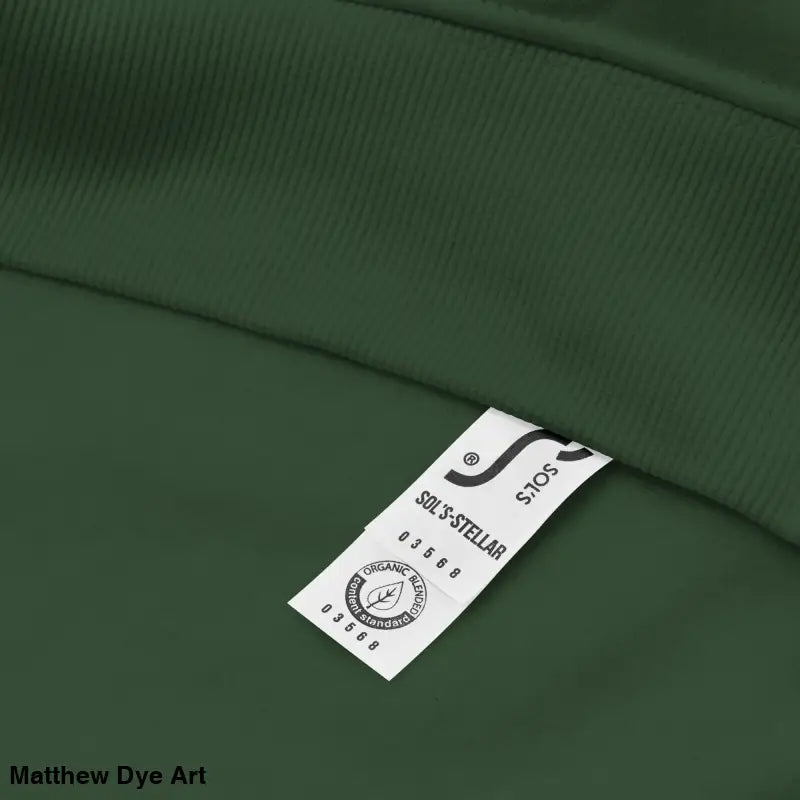 Green fabric with white tag on Howl at the Moon Unisex Gothic Eco-Friendly Raglan Hoodie