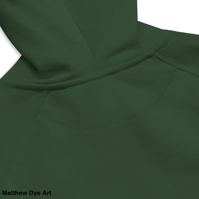 Green hooded sweatshirt featuring glowing green eyes in Werewolf Art design