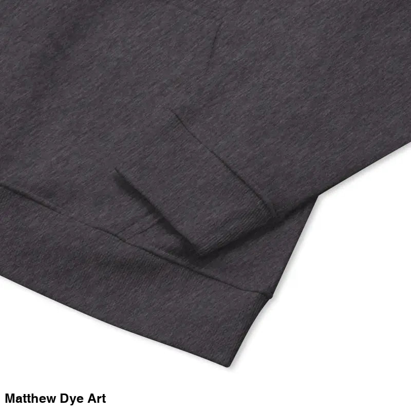 Gray sweatshirt sleeve of Howl at the Moon Raglan Hoodie featuring glowing green eyes