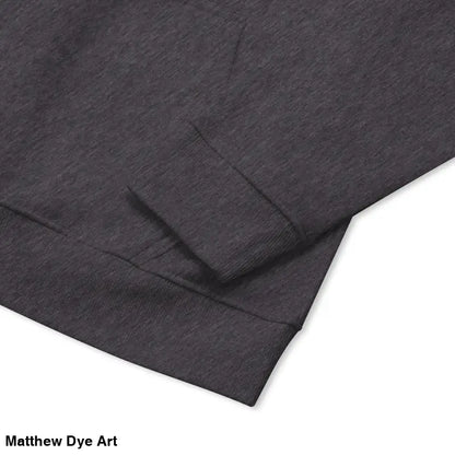 Gray sweatshirt sleeve of Howl at the Moon Raglan Hoodie featuring glowing green eyes