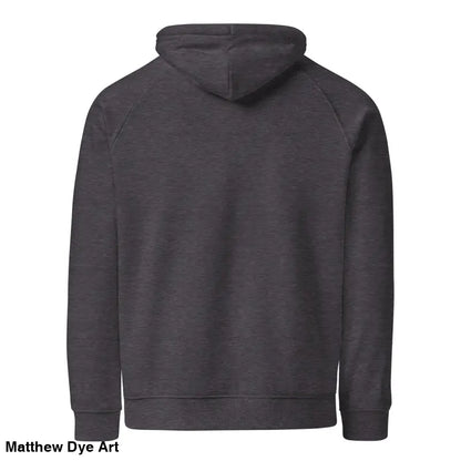 Gray hooded sweatshirt featuring glowing green eyes in the Howl at the Moon design