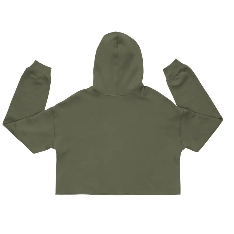 Olive green cropped hoodie showcasing captivating statement piece and rebellious elegance