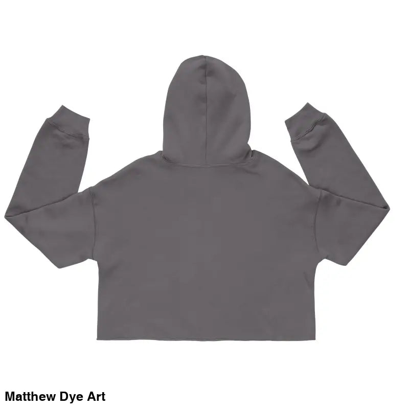 Gray cropped hoodie sweatshirt, a captivating statement piece with raw hem whispers rebellious elegance