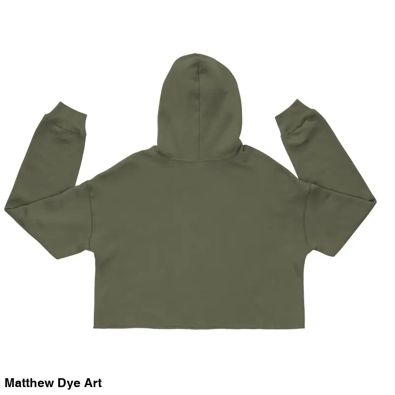 Olive green cropped hoodie sweatshirt blends rebellious elegance with full moon vibes