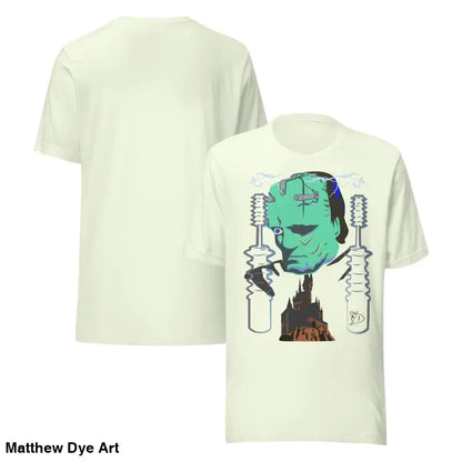Frankenstein graphic t-shirt from Matthew Dye Art for a cute Halloween collection