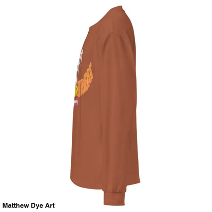 Brown premium long sleeve shirt featuring Jack-o’-Lantern Glow vintage Halloween art