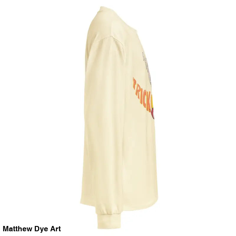 Long sleeve cream shirt showcasing effortless elegance in Jack-o’-Lantern Glow design