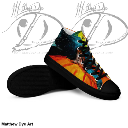 High-top sneaker with cosmic design for playful jack-o’-lantern women’s Halloween shoes