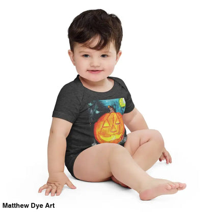 Adorable jack-o’-lantern baby Halloween bodysuit in soft combed ring-spun cotton