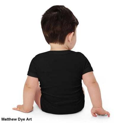 Black baby bodysuit featuring a vintage black cat design in Little Pumpkin collection
