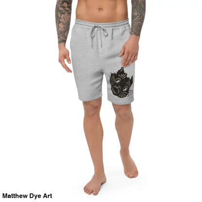 Gray athletic fleece shorts with black graphic from Ah Kitty, perfect for Halloween lounging