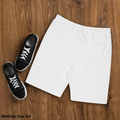 White Lounge & Lurk Ah Kitty athletic fleece shorts paired with black sneakers