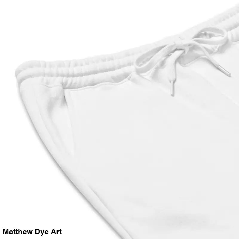 White drawstring sweatpants from the Ah Kitty Halloween athletic fleece shorts collection