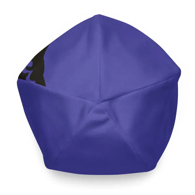 Purple bean bag chair showcasing a star-shaped seam pattern in Majestic Kitty Head Beanie