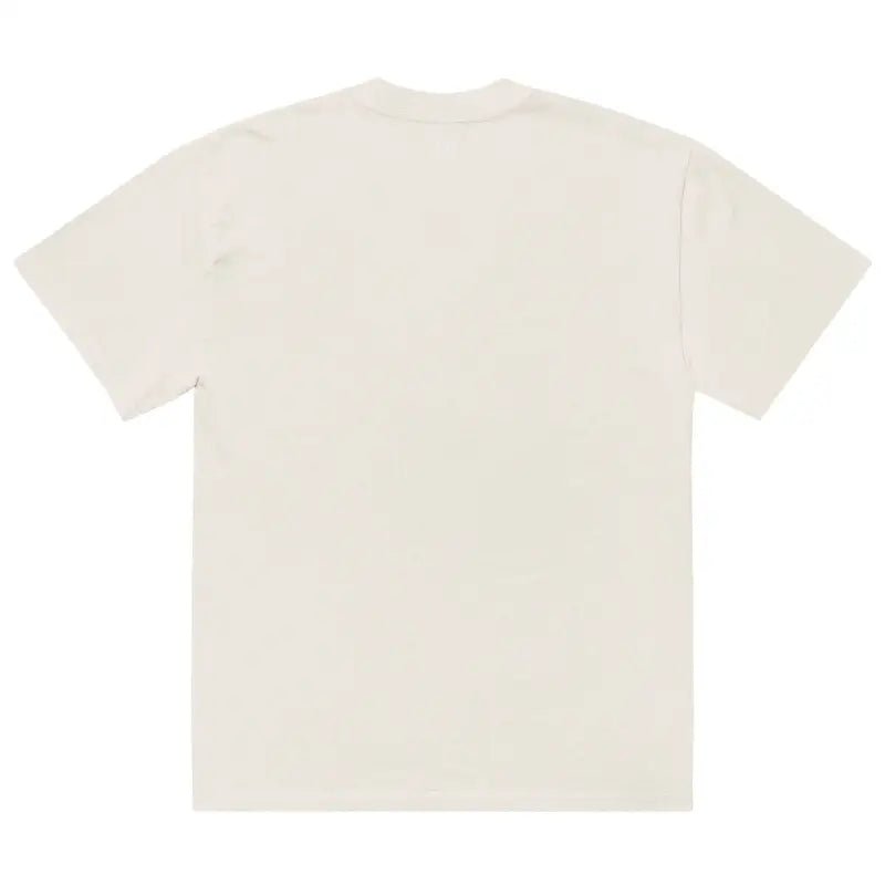 Plain white crew neck t-shirt featuring Matthew Dye’s oil painting design in luxurious gray