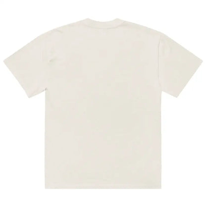 Plain white crew neck t-shirt featuring Matthew Dye’s oil painting design in luxurious gray