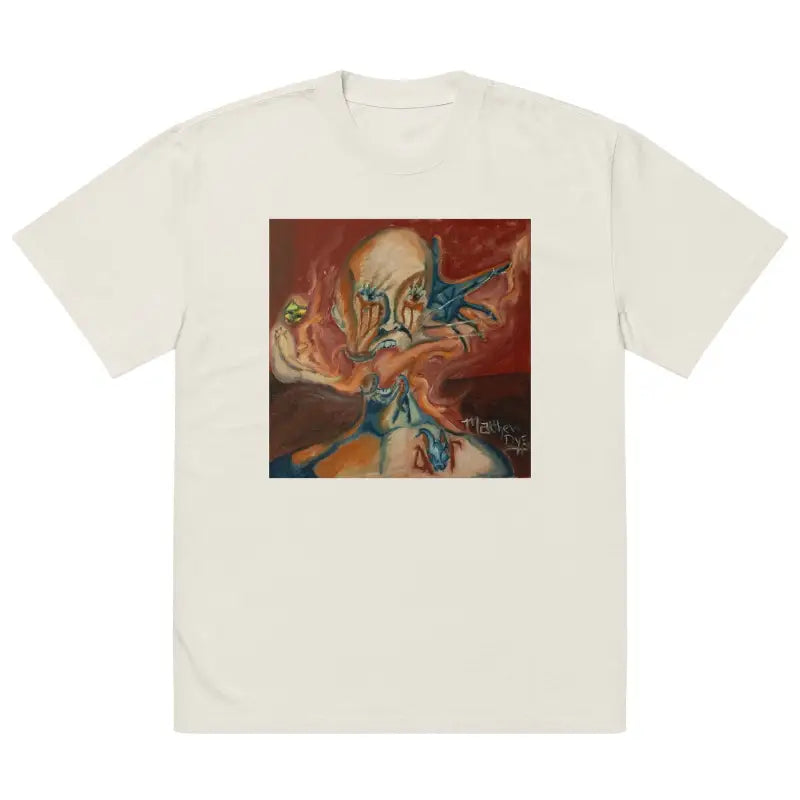 Cream-colored luxuriously oversized unisex tee with Matthew Dye’s oil painting design