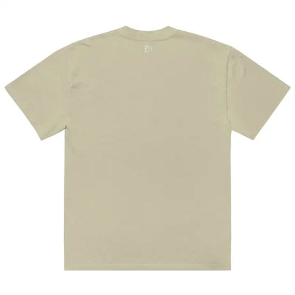 Plain beige short sleeve t-shirt featuring Matthew Dye’s oil painting design