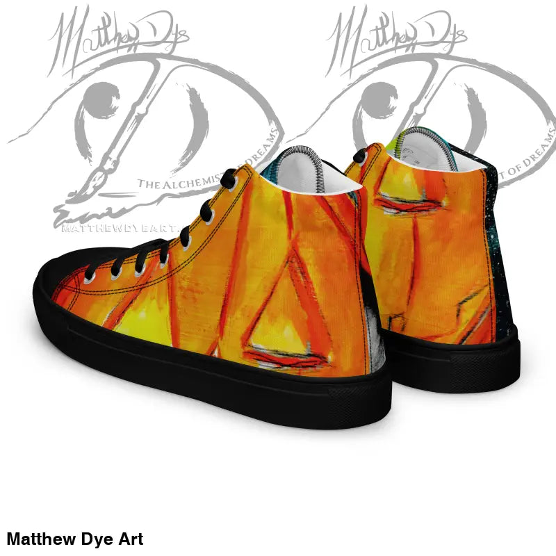 Men’s High Top Canvas Sneakers featuring a striking jack-o’-lantern design for Halloween
