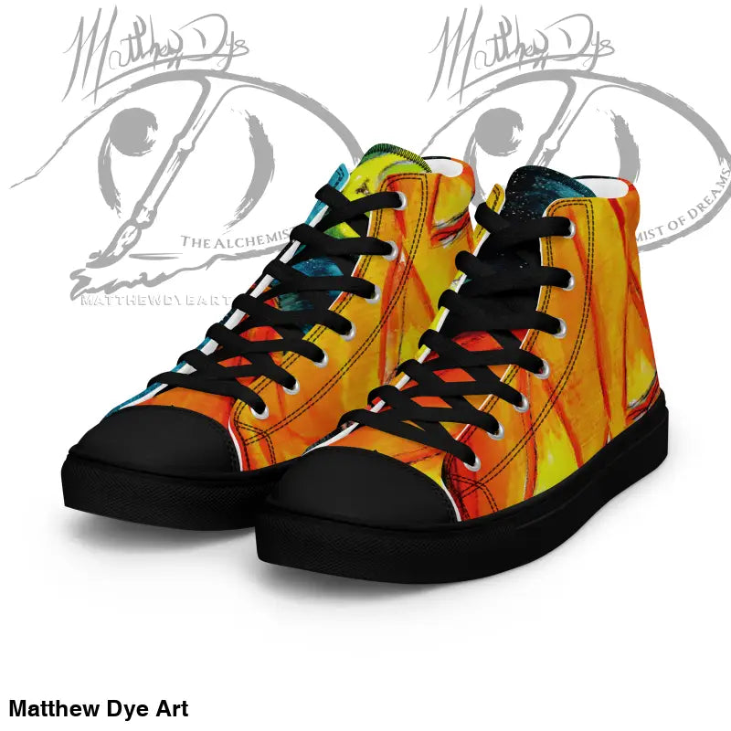High-top canvas sneakers featuring a striking jack-o’-lantern design for Halloween