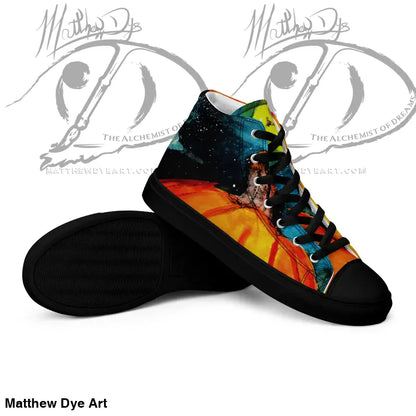 High-top sneakers featuring a striking jack-o’-lantern design for Halloween