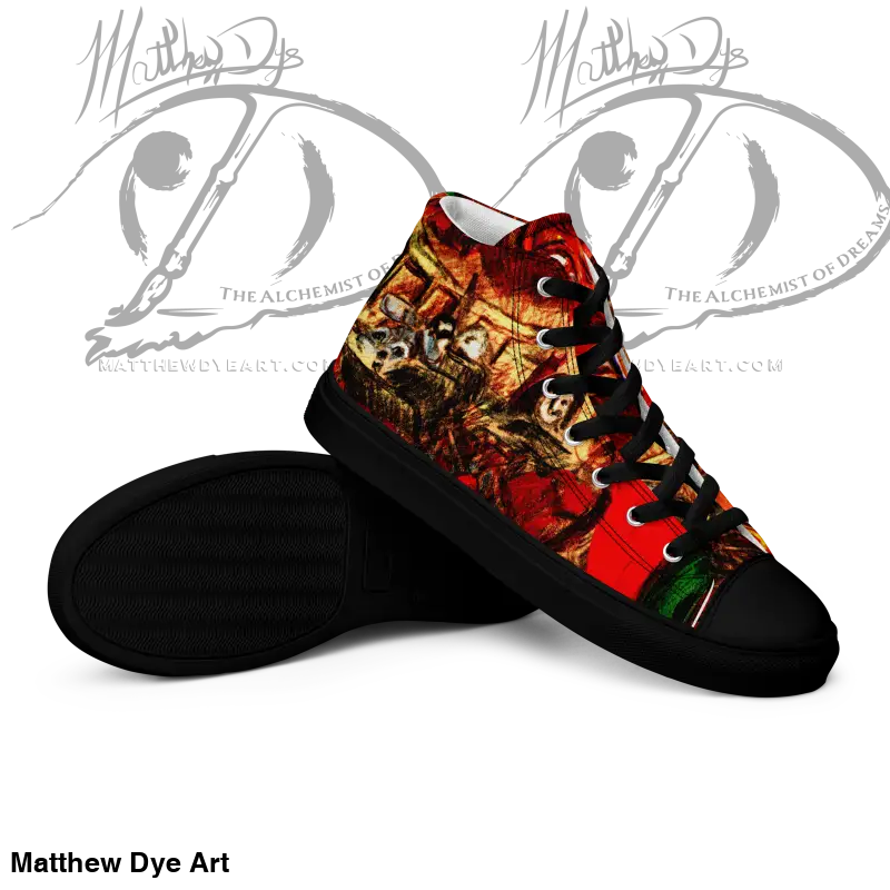 High-top canvas shoes featuring Trick R Treat fantasy graphics for avid Halloween enthusiasts