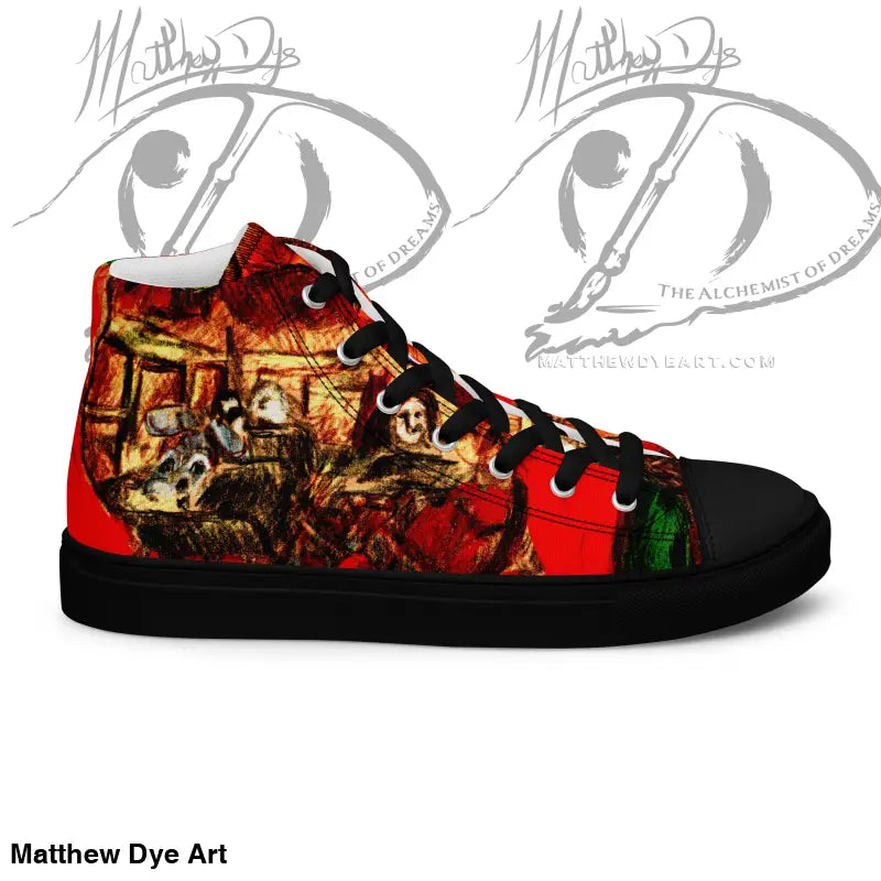 High-top canvas shoes featuring Trick R Treat design for avid Halloween enthusiasts