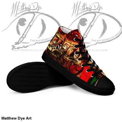 High-top canvas shoes featuring Trick R Treat fantasy graphics for avid Halloween enthusiasts