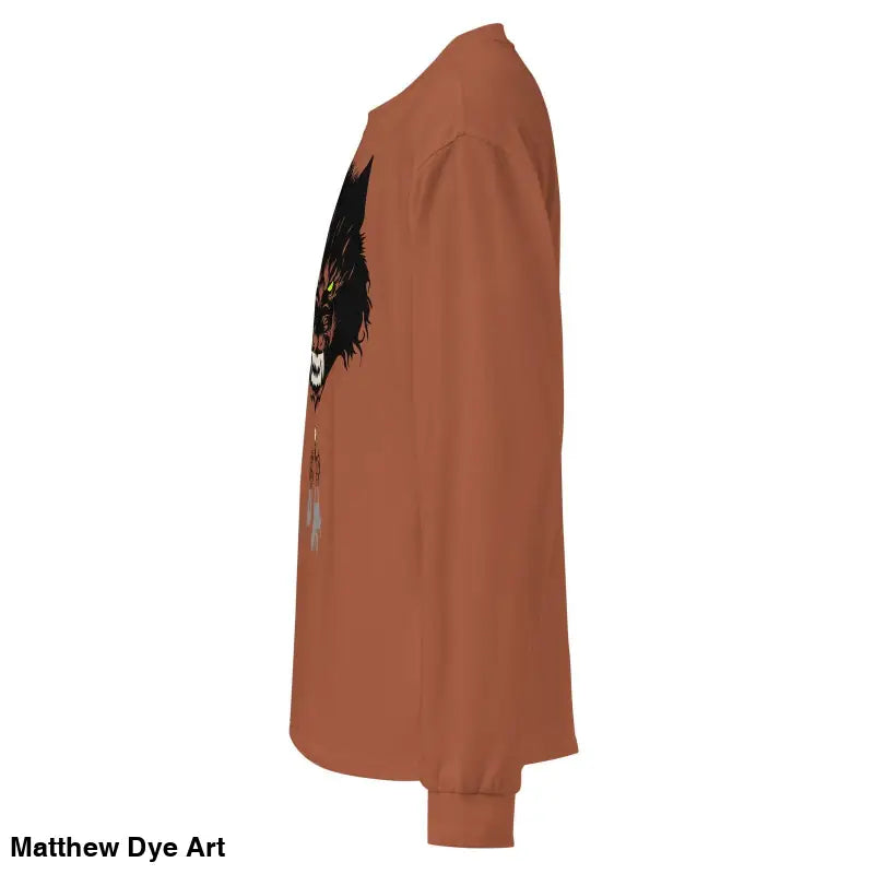 Brown Lunar Shadow Long Sleeve sweatshirt with black graphic design for men and women