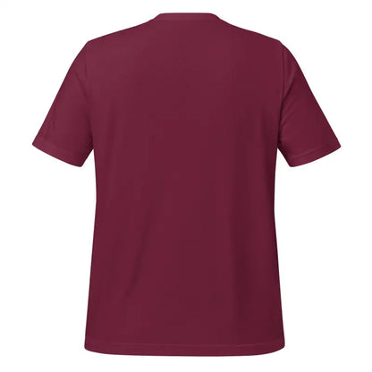 Burgundy crew neck t-shirt featuring Asatru design with Ravens and Thor’s Hammer