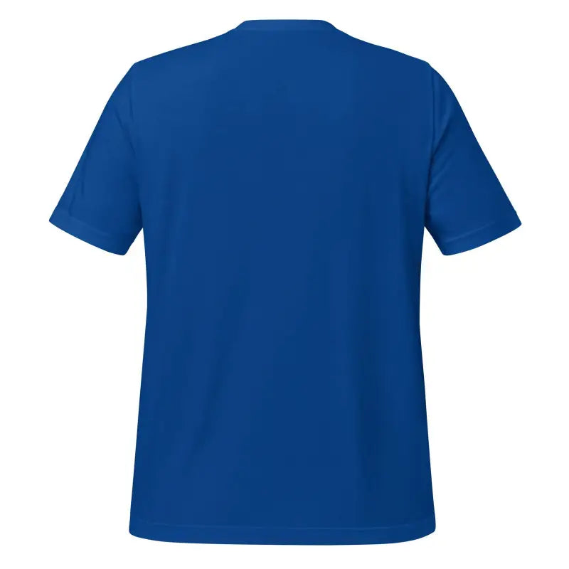 Plain royal blue t-shirt featuring Norse design with ravens and Thor’s Hammer for Asatru