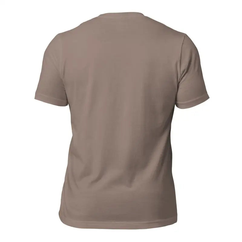 Plain brown t-shirt back view showcasing Mjölnir & Ravens design celebrating Viking heritage