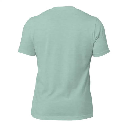 Mint green crew neck t-shirt back view featuring Mjölnir & Ravens celebrating Viking heritage